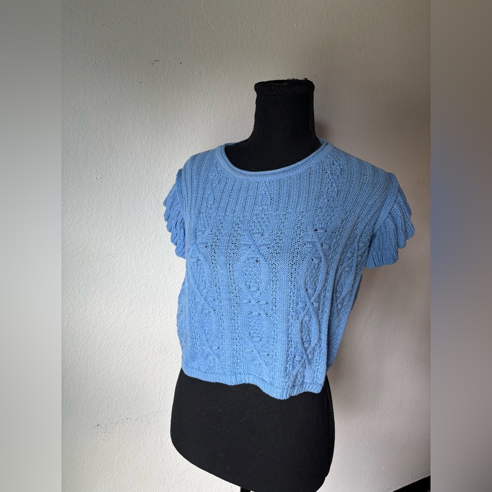 Blue Cable Knit Women's Top
